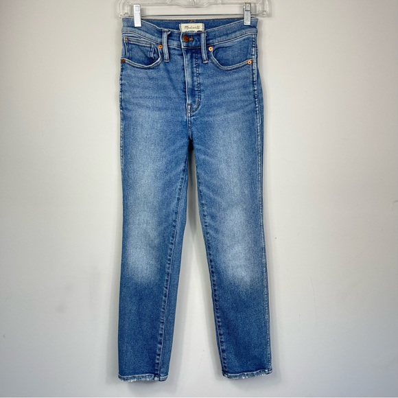 Madewell Stovepipe High Waist Rise Jeans in Ditmas Wash Straight Leg MC539 24 - Picture 6 of 16